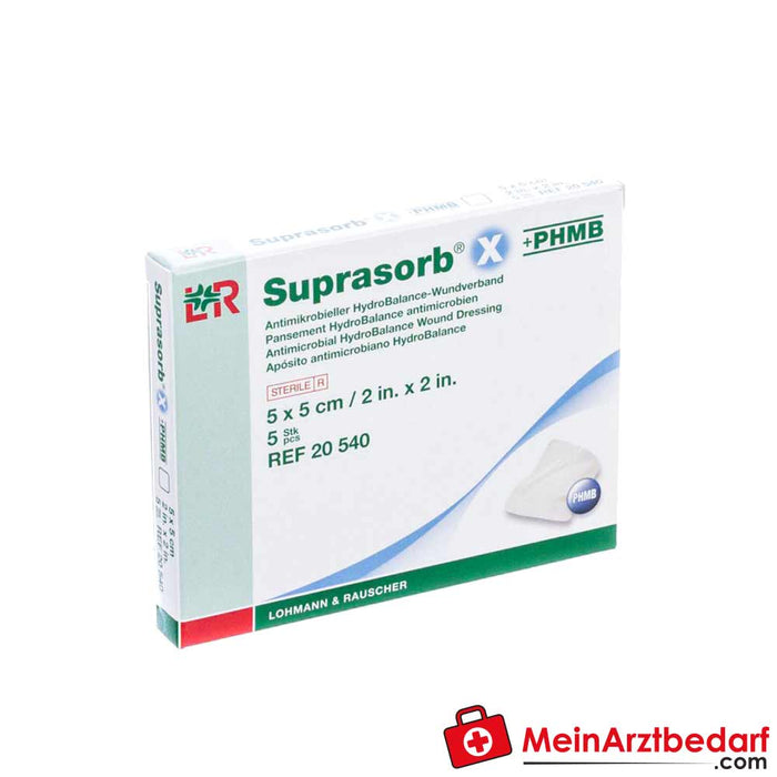 L&R Suprasorb X+PHMB Apósito antimicrobiano para heridas HydroBalance, 5 uds.