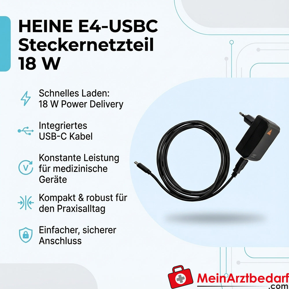 Heine E4-USBC plug-in power supply 18 W USB-C with cable for medical devices