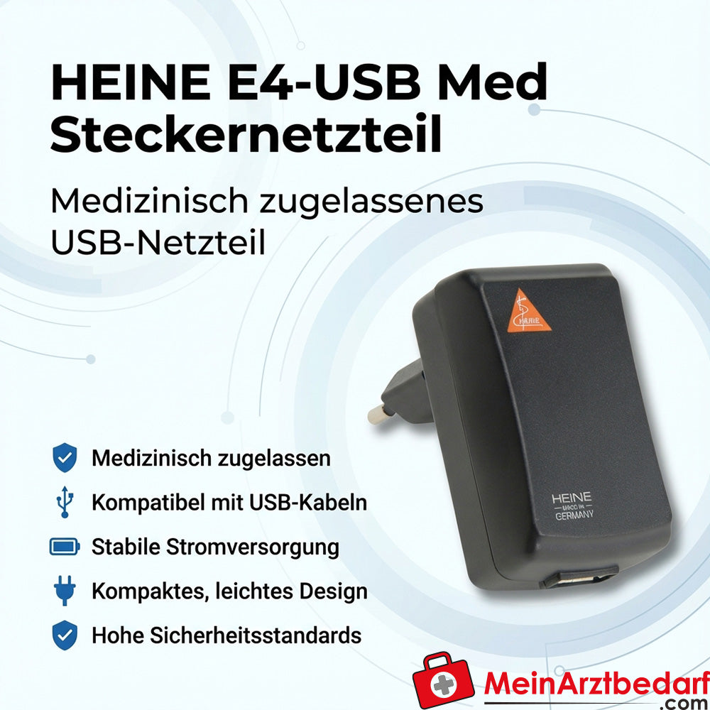 Heine E4-USB Med plug-in power supply medically approved for USB devices