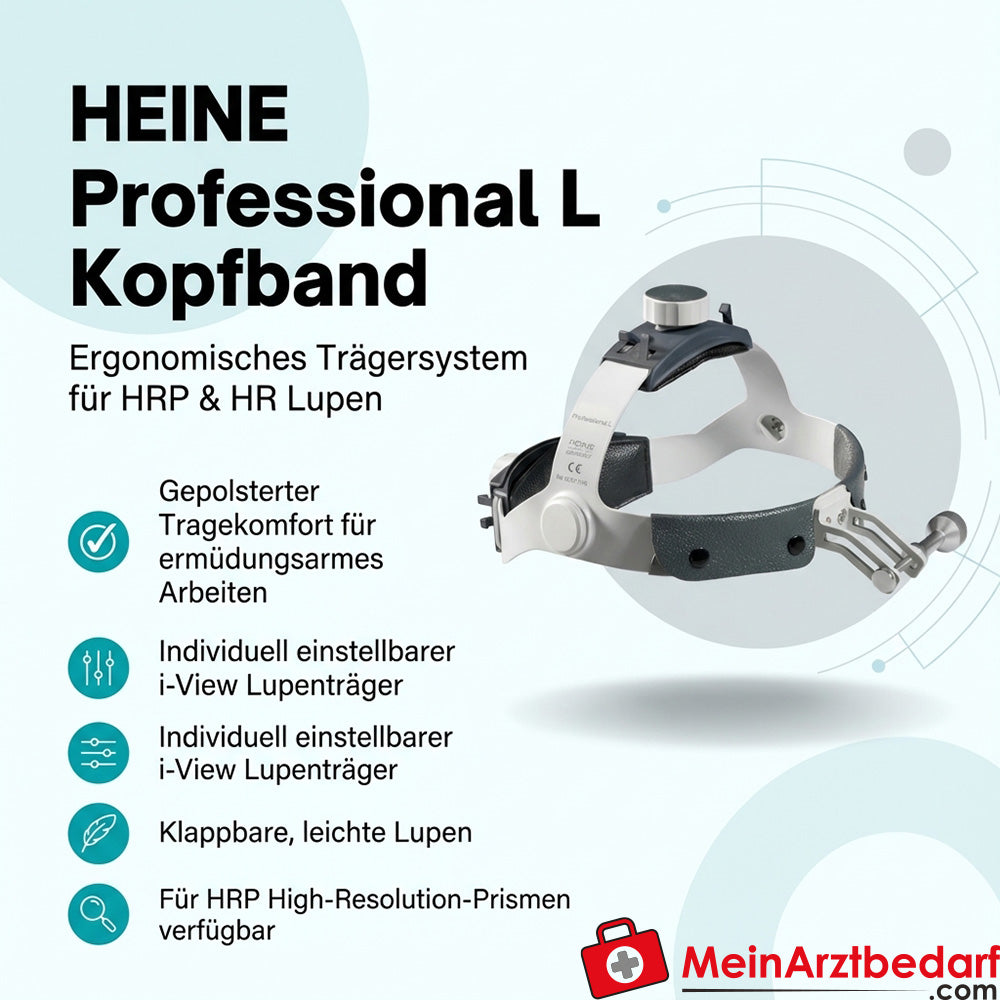 Heine hoofdband Professional L met HRP-loepen, i-View drager, 420 mm/3,5x en 340 mm/4x-6x