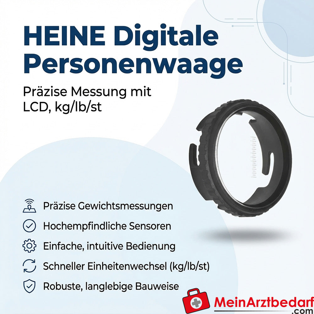 Heine digital bathroom scales with scale and LCD, precise sensors, kg/lb/st