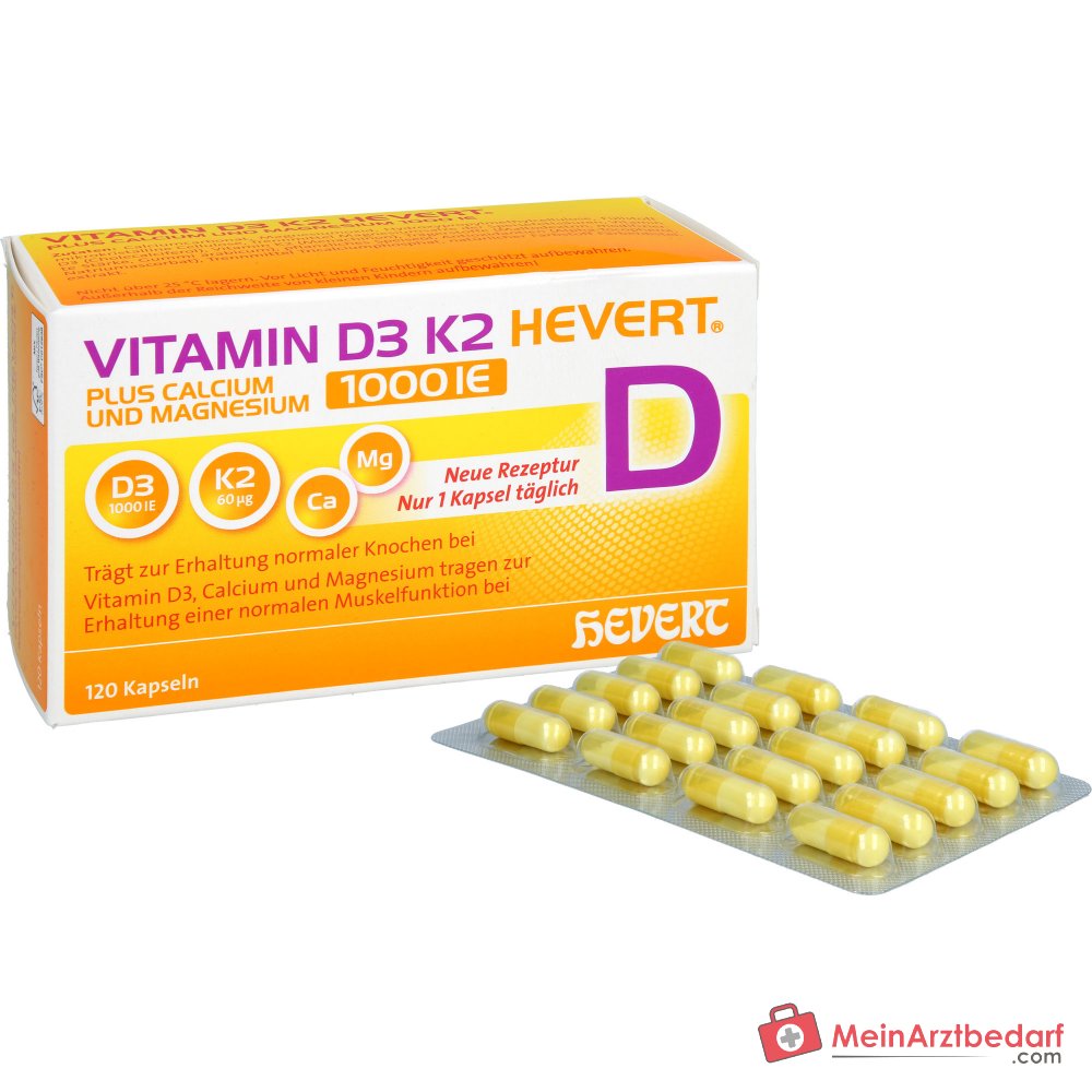 Hevert Vitamin D3 K2 Kapseln 1000 IE, 120 St.
