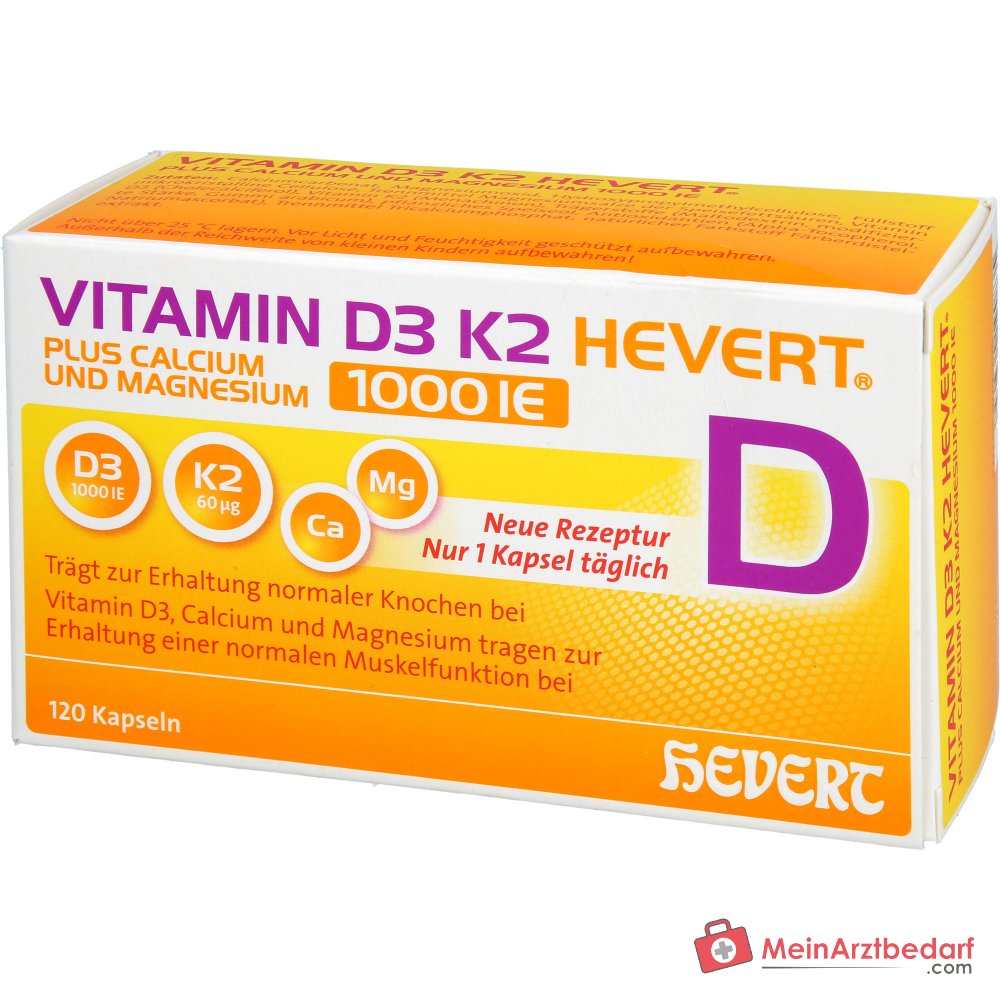 Hevert Vitamin D3 K2 Kapseln 1000 IE, 120 St.
