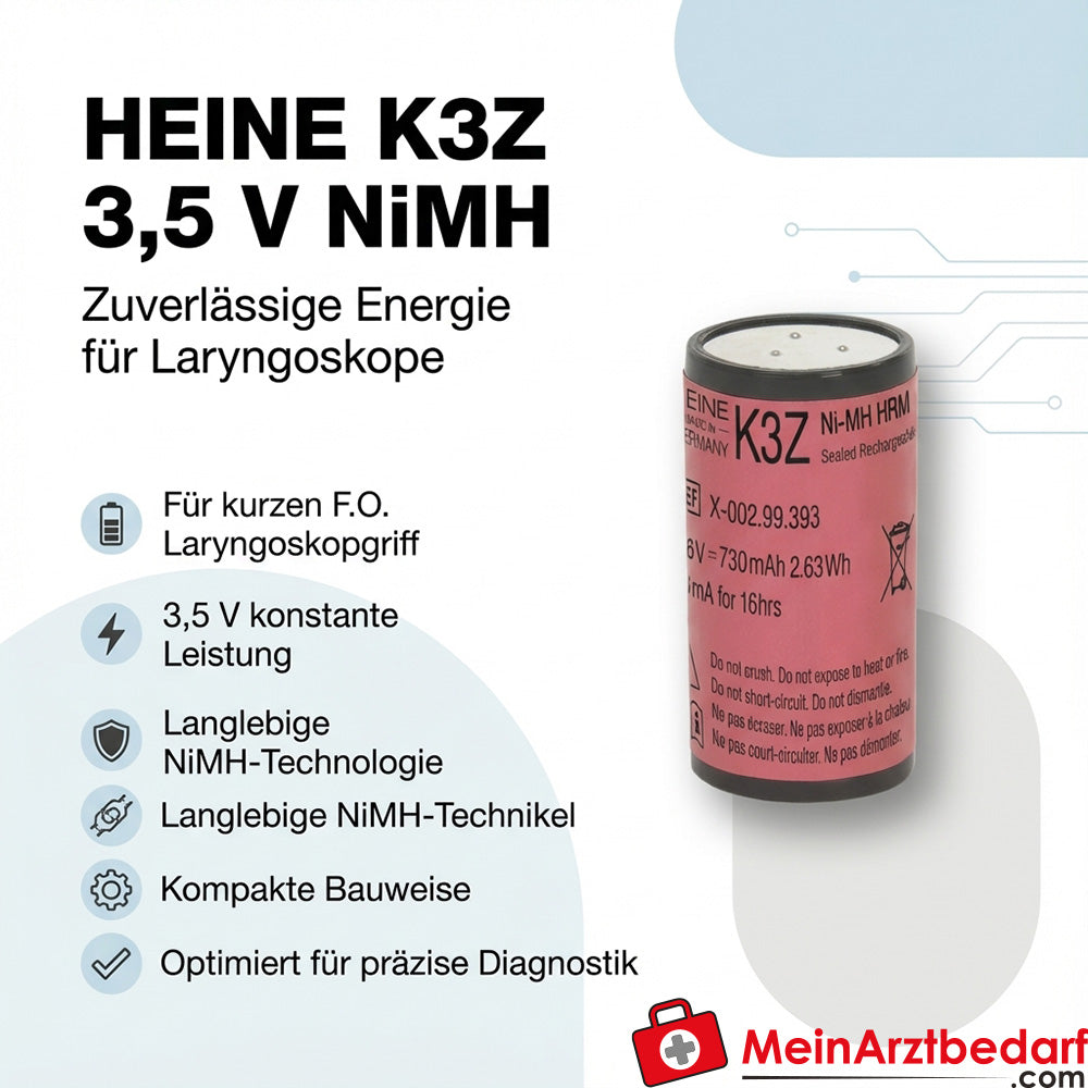 Heine K3Z batteria di carica 3,5 V NiMH per F.O. breve Manico del laringoscopio