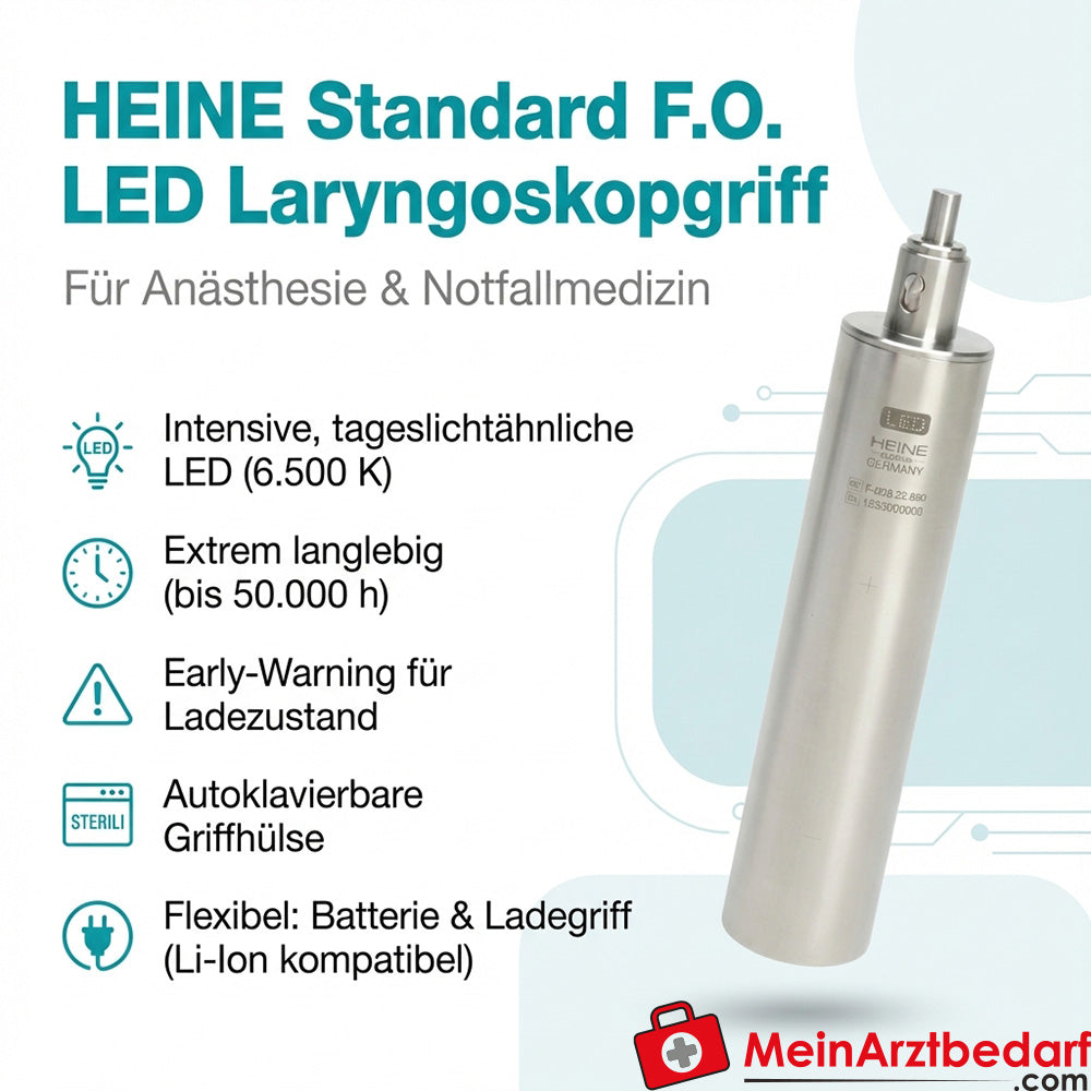 Heine Standard F.O. Manico per laringoscopio a LED 2,5 V autoclavabile Li-Ion compatibile ISO 7376