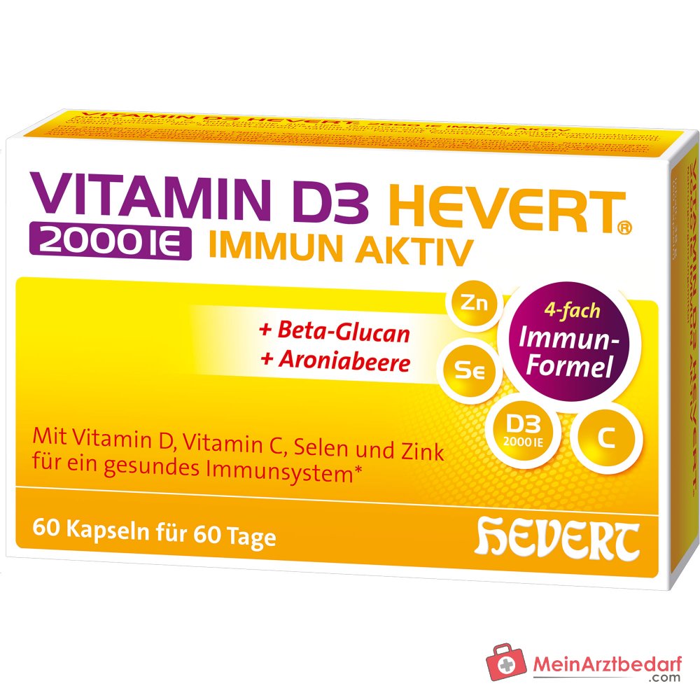Hevert Vitamin D3 2000 IE Immun Aktiv Vitamin Kapseln, 60 St.