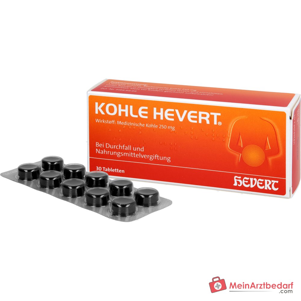 Tabletas de carbón Hevert, 30 ud.