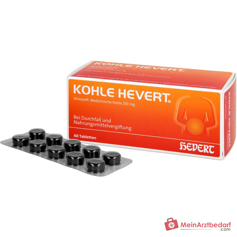Hevert Kohle Tabletas, 60 ud.