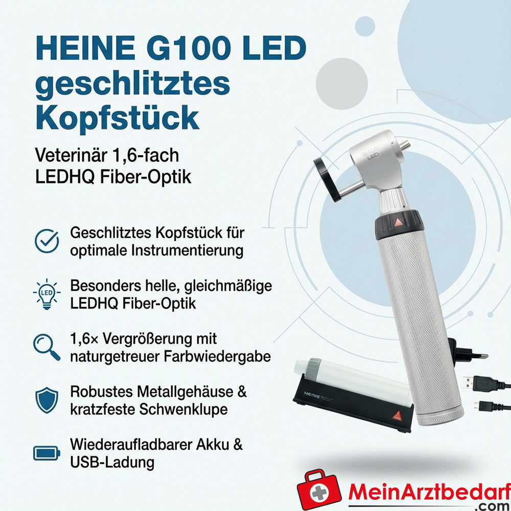 Heine G100 Testina LED a fessura 1,6x LEDHQ veterinario in fibra ottica