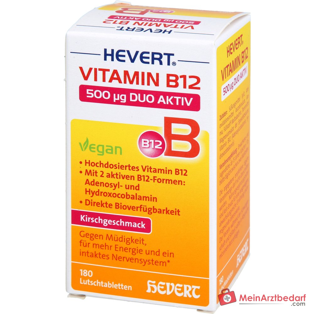 Hevert Vitamine B12 500 µg Duo Aktiv Comprimés à sucer, 180 pièces.
