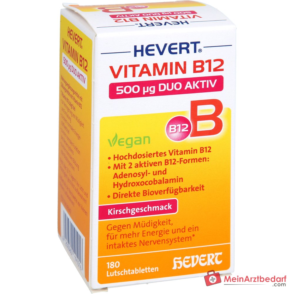 Hevert Vitamine B12 500 µg Duo Aktiv Comprimés à sucer, 180 pièces.