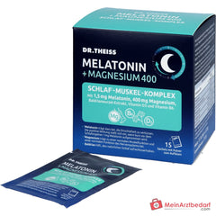 Dr. Theiss Melatonin / Magnesium / Baldrian / Vitamin D3 / Vitamin B6 Schlaf-Komplex Pulver, 15 Stück.