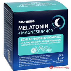 Dr. Theiss Melatonin / Magnesium / Baldrian / Vitamin D3 / Vitamin B6 Schlaf-Komplex Pulver, 15 Stück.
