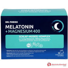 Dr. Theiss Melatonin / Magnesium / Baldrianwurzel-Extrakt / Vitamin D3 / Vitamin B6 Schlaf-Muskel-Komplex Pulver, 30 Beutel à 5 g.