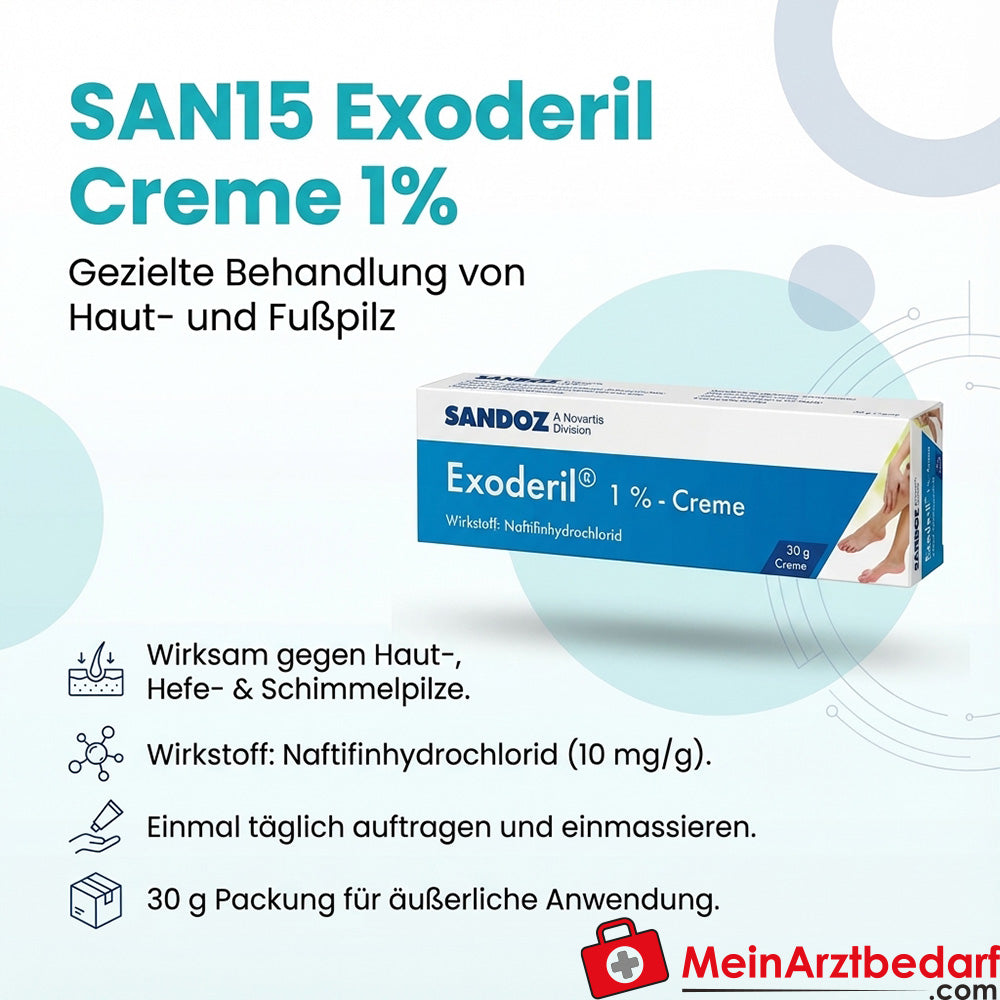 SAN15 Exoderil Creme 1% Naftifinhydrochlorid 30 g äußerlich bei Haut- und Fußpilz