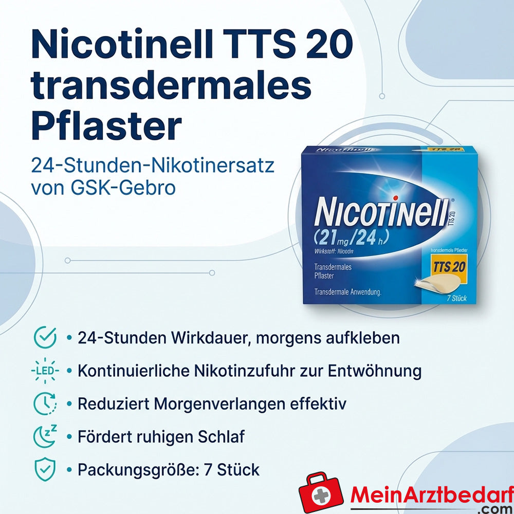 Nicotinell TTS 20 transdermales Pflaster 7 St 24-Stunden Nikotinersatz