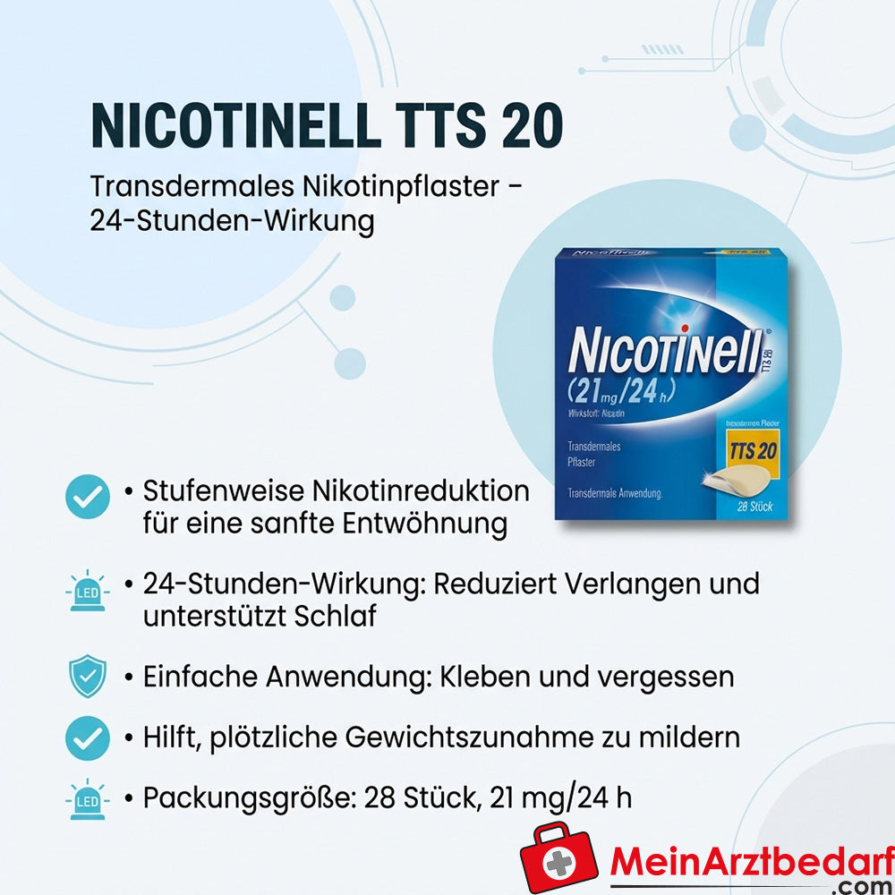 Nicotinell TTS 20 parche transdérmico de nicotina 20 µg/h, 28 unidades