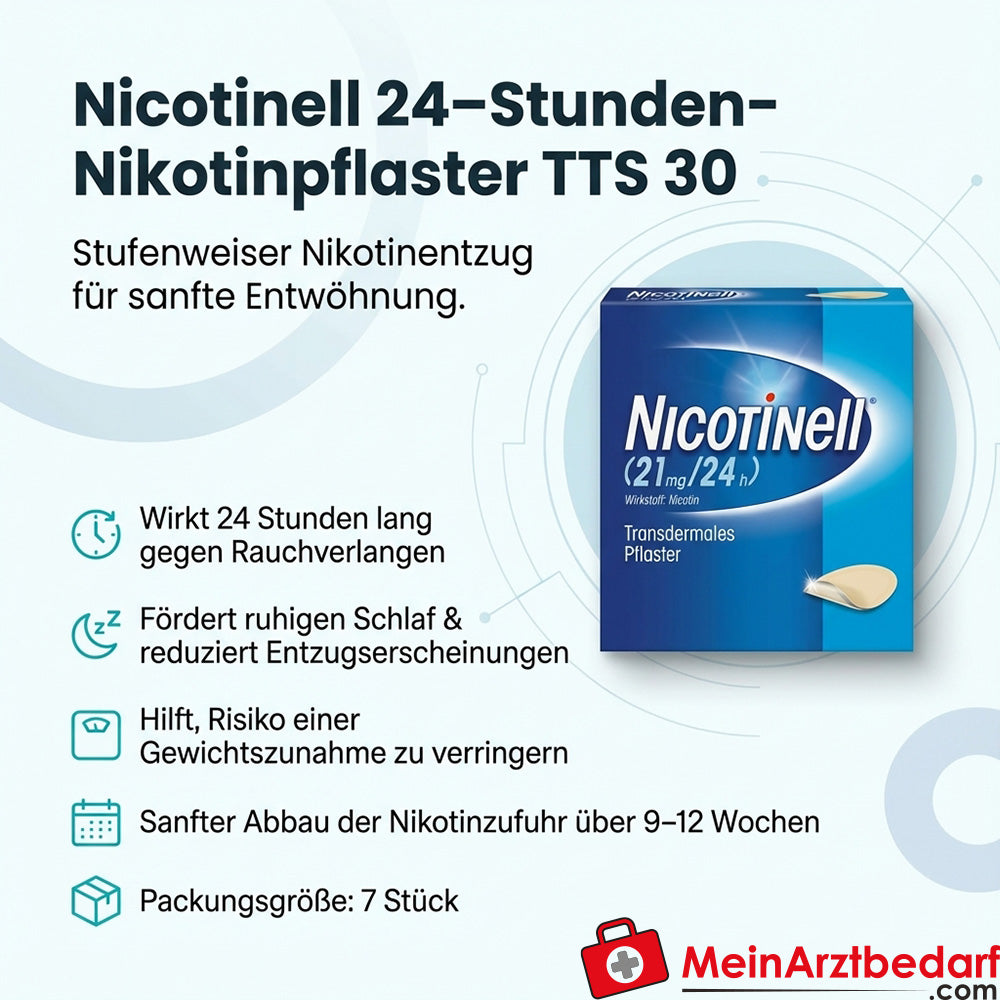 Nicotinell 24‑Stunden-Nikotinpflaster TTS 30, 7 Stück