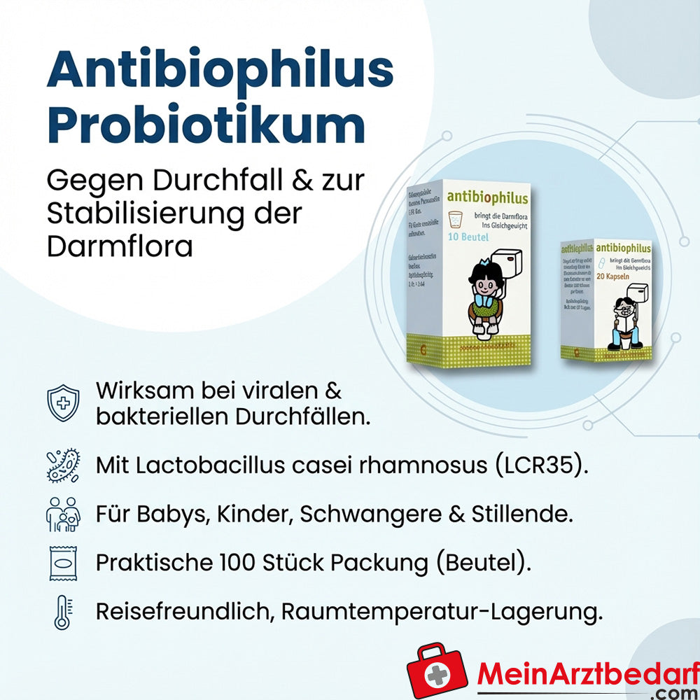 GER01 Antibiophilus Beutel 100 St. Probiotikum LCR35 gegen Durchfall & zur Stabilisierung der Darmflora