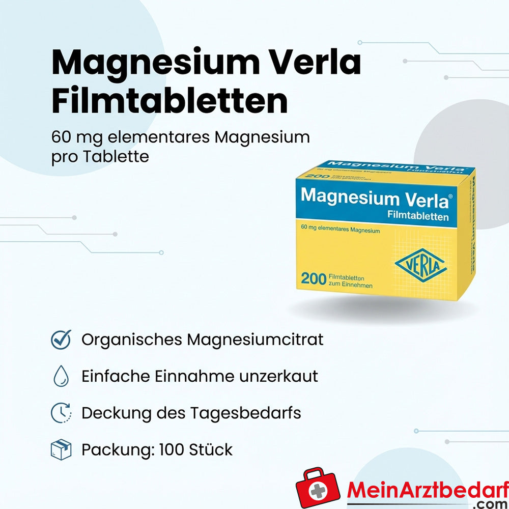 Verla Magnesium Filmtabletten 100 Stk, 60 mg elementares Magnesium