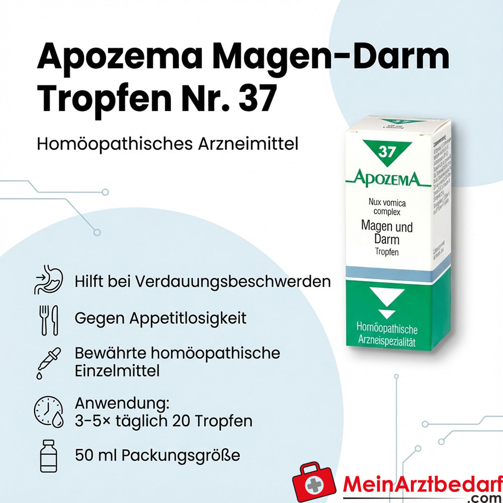 Gotas gastrointestinales Apozema nº 37 para la indigestión, 50 ml