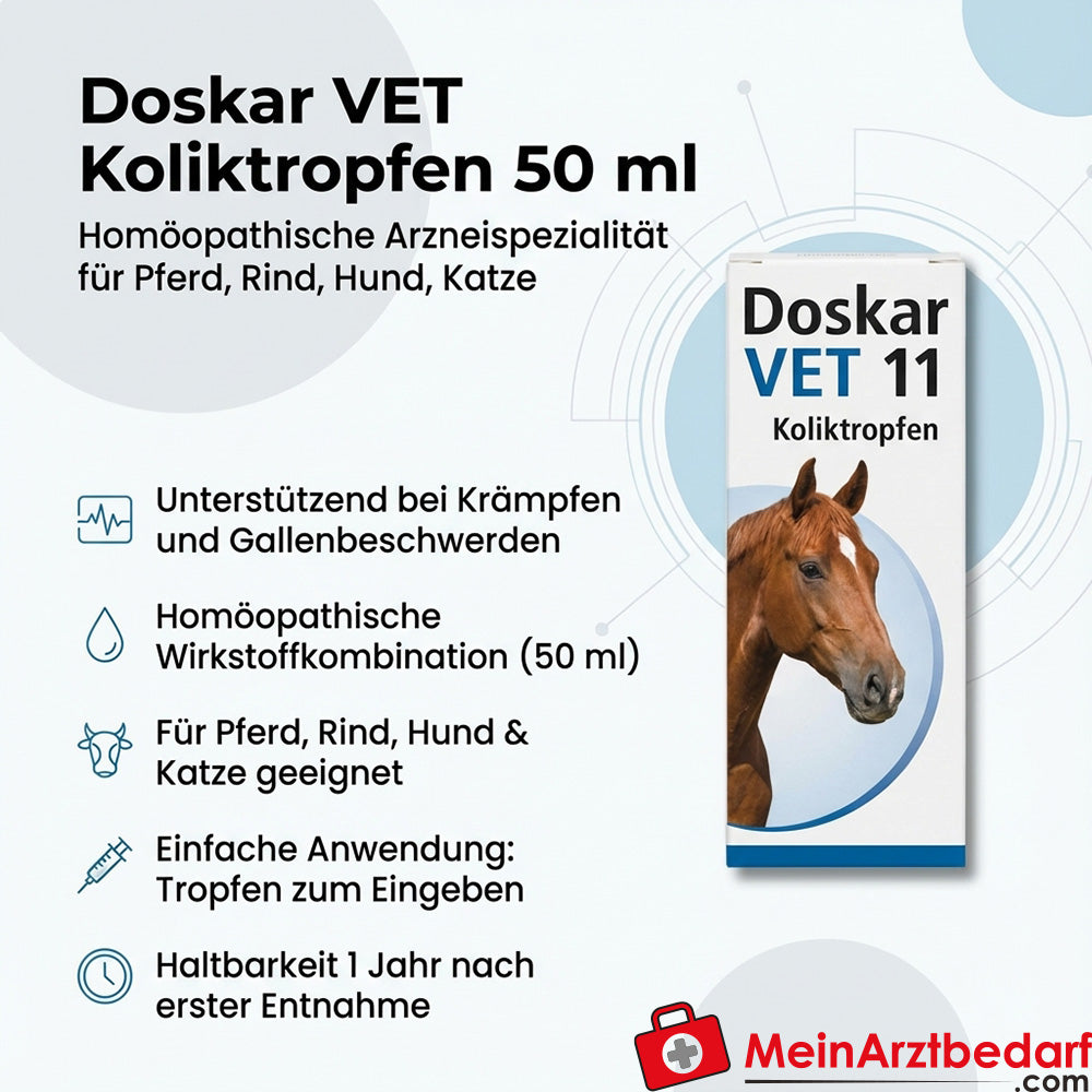 Doskar VET Koliktropfen 50 ml - Spécialité homéopathique pour chevaux, bovins, chiens, chats