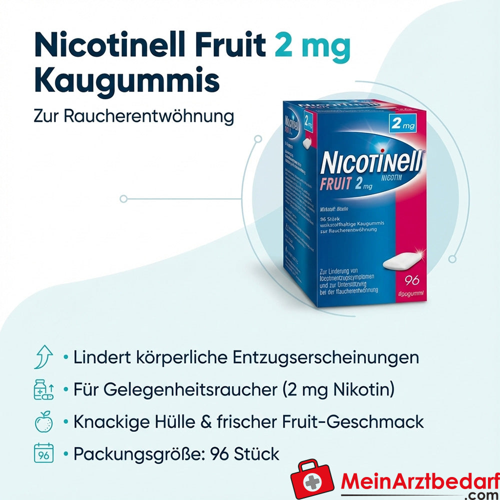 GSK-Gebro Nicotinell Fruit 2 mg Kaugummis zur Raucherentwöhnung 96 Stück