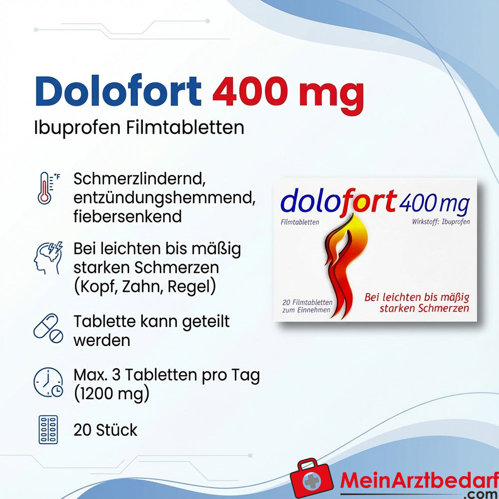 Dolofort filmomhulde tabletten 400 mg ibuprofen, 20 stuks