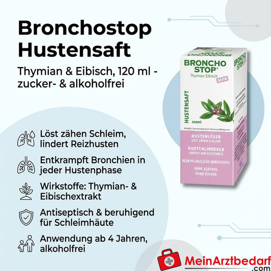 Bronchostop hoestsiroop tijm en marshmallow 120 ml suikervrij alcoholvrij
