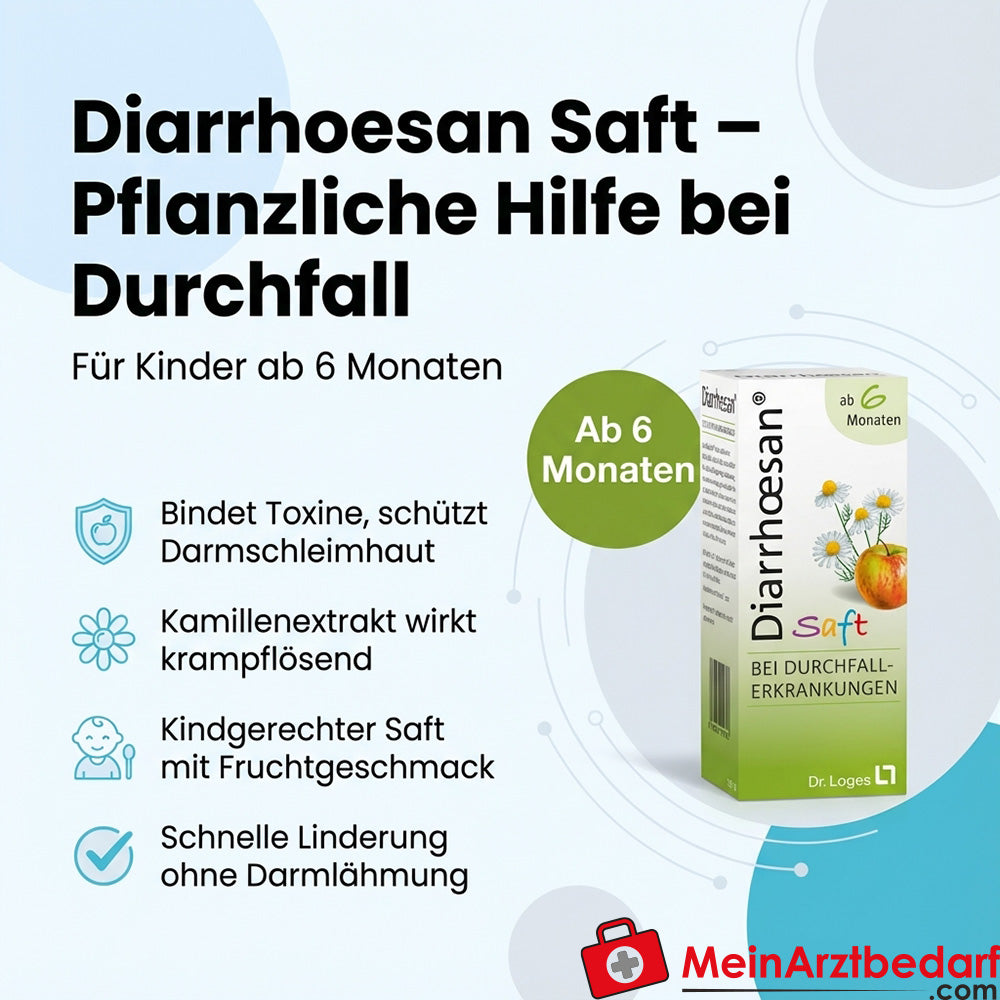 Dr Loges Succo diarroico 200 ml - a base di erbe con pectina di mela ed estratto di camomilla, per la diarrea nei bambini
