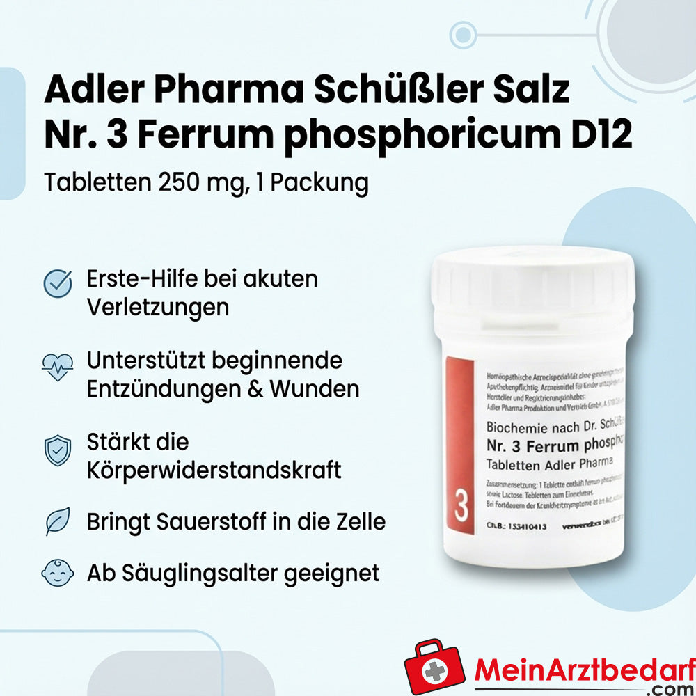 Adler Pharma Schüßler Salz Nr. 3 Ferrum phosphoricum D12 Tabletten 250 mg