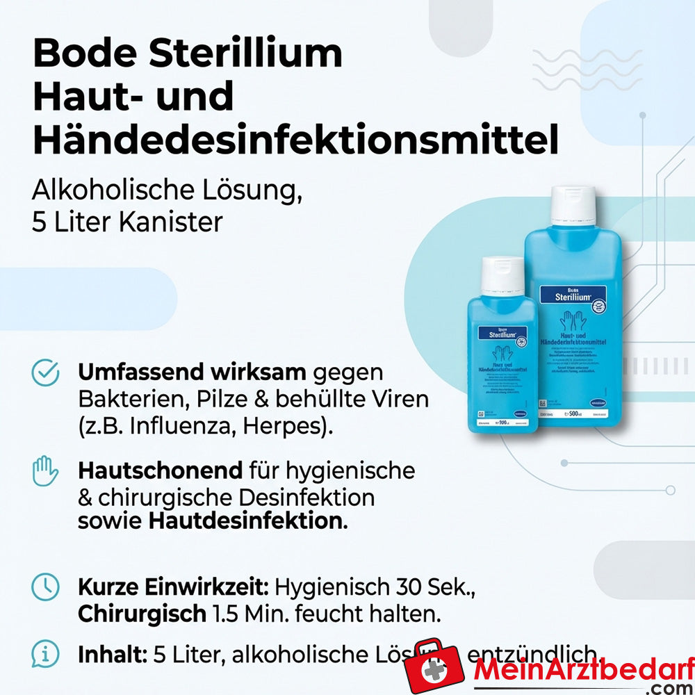 Bode Sterillium solución desinfectante para piel y manos 5 L alcohólica eficaz contra bacterias hongos virus envueltos