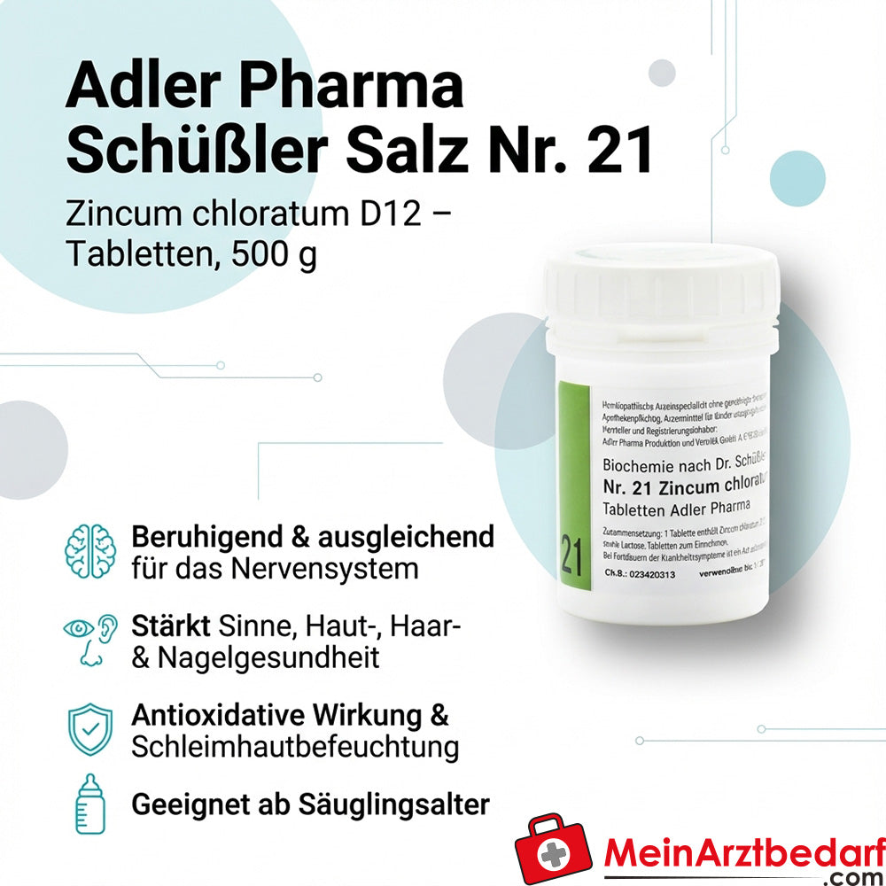Adler Pharma Schüßler Salz Nr. 21 Zincum chloratum D12 Tabletten 500 g