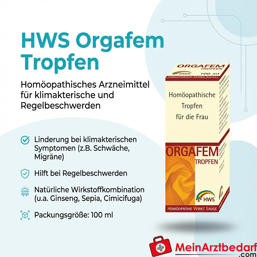 HWS Orgafem druppels 100ml, homeopathisch geneesmiddel voor climacteriële klachten