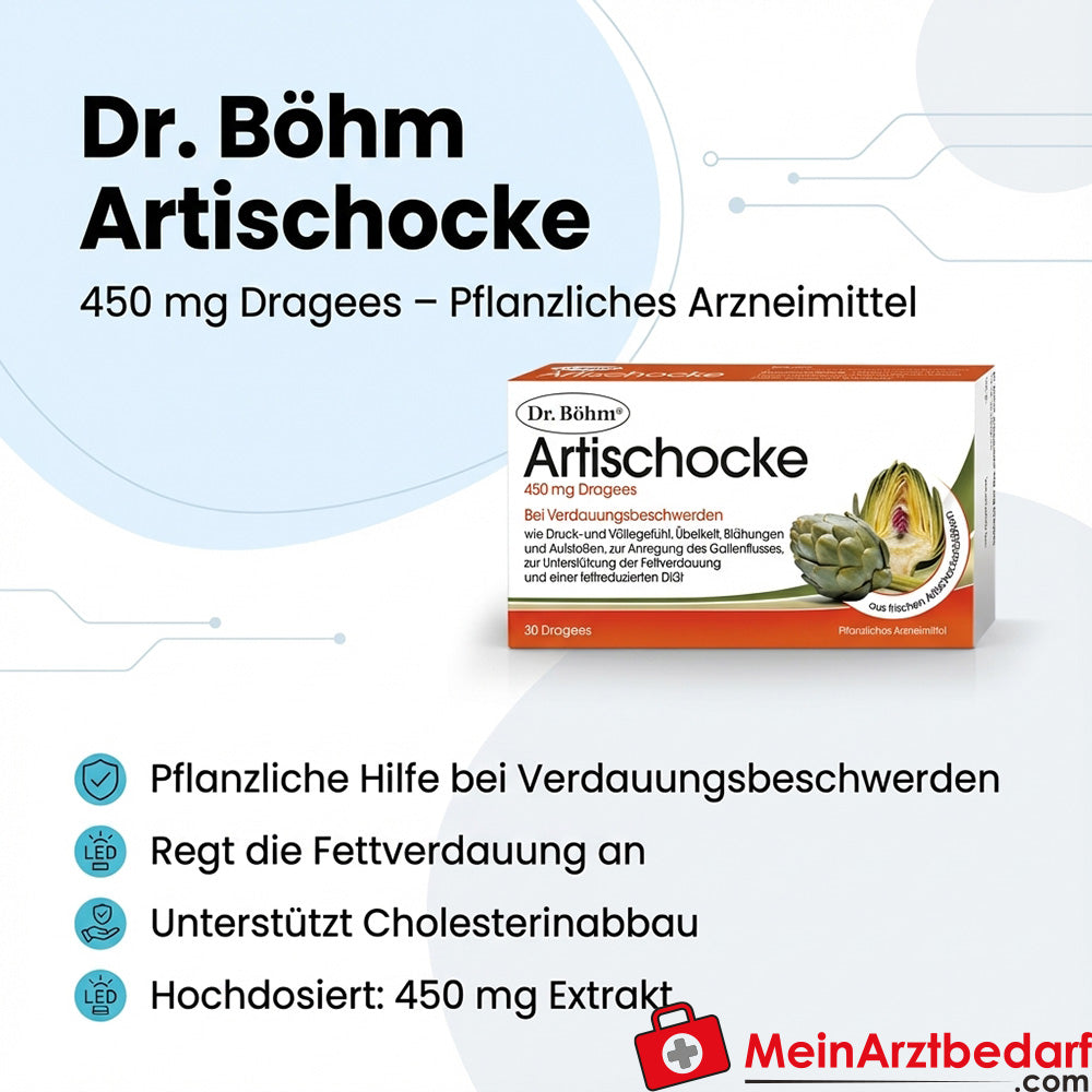 Dr. Böhm Artichauts en dragées 450 mg, 30 pcs - aide végétale pour la digestion