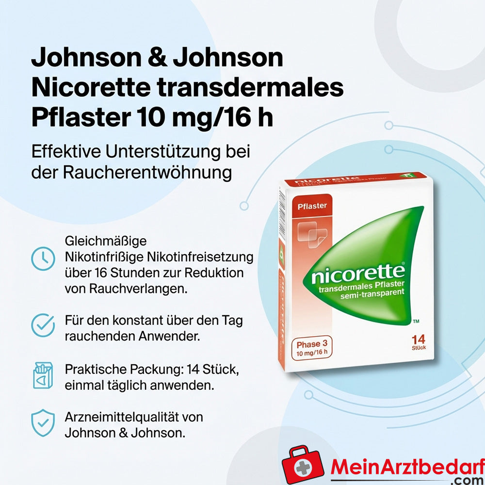 Johnson & Johnson Nicorette transdermales Pflaster 10 mg/16 h, 14 St. Raucherentwöhnung