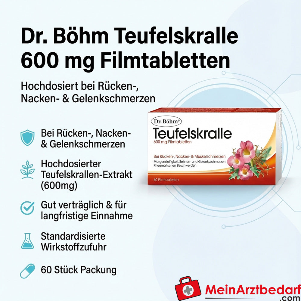 Dr Böhm Garra del Diablo 600 mg Comprimidos recubiertos con película 60 Cápsulas para el dolor de espalda, cuello y articulaciones