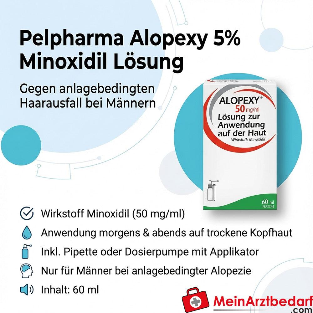 Pelpharma Alopexy 5% Minoxidil Lösung 60 ml gegen Haarausfall (Männer)