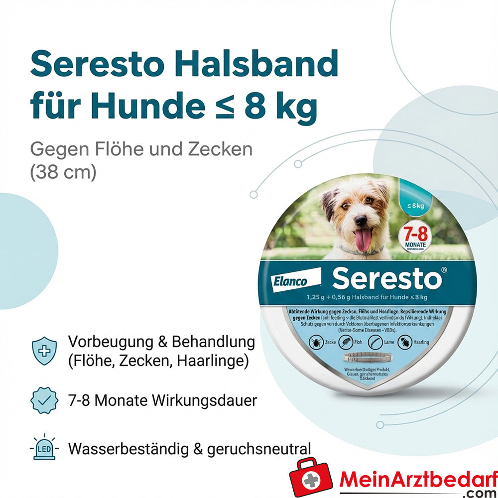 Seresto Halsband für Hunde bis 8 kg 38 cm Ektoparasitikum gegen Flöhe und  Zecken
