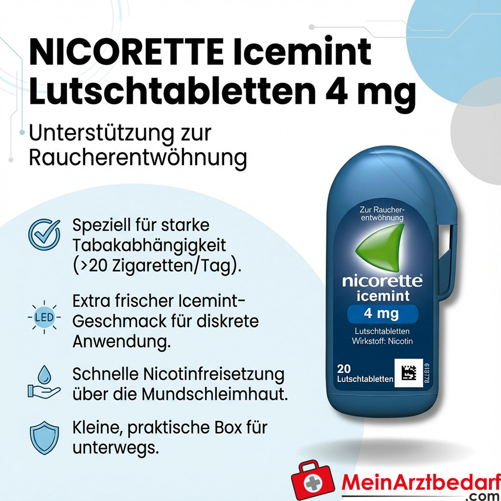 Nicorette Icemint Lutschtabletten 4 mg, 80 Stück - Raucherentwöhnung