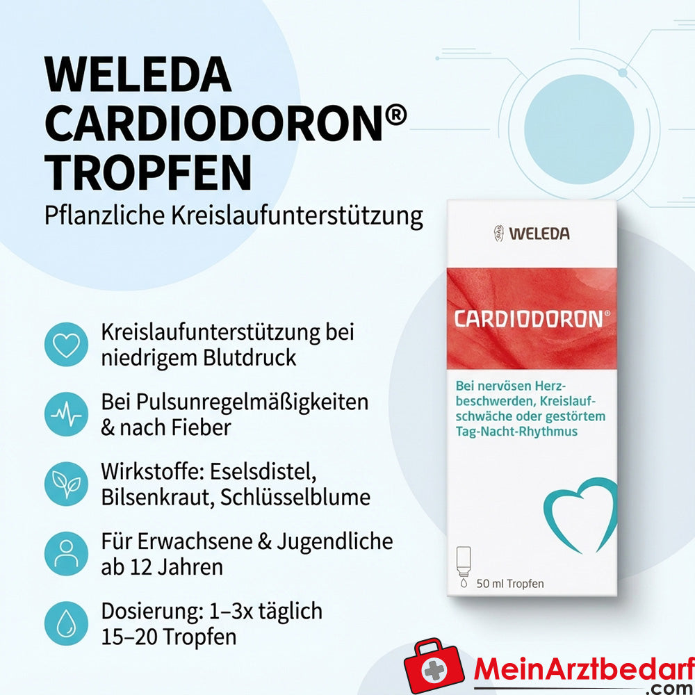 Weleda Cardiodoron Tropfen 50 ml, Homöopathie Kreislaufunterstützung bei niedrigem Blutdruck