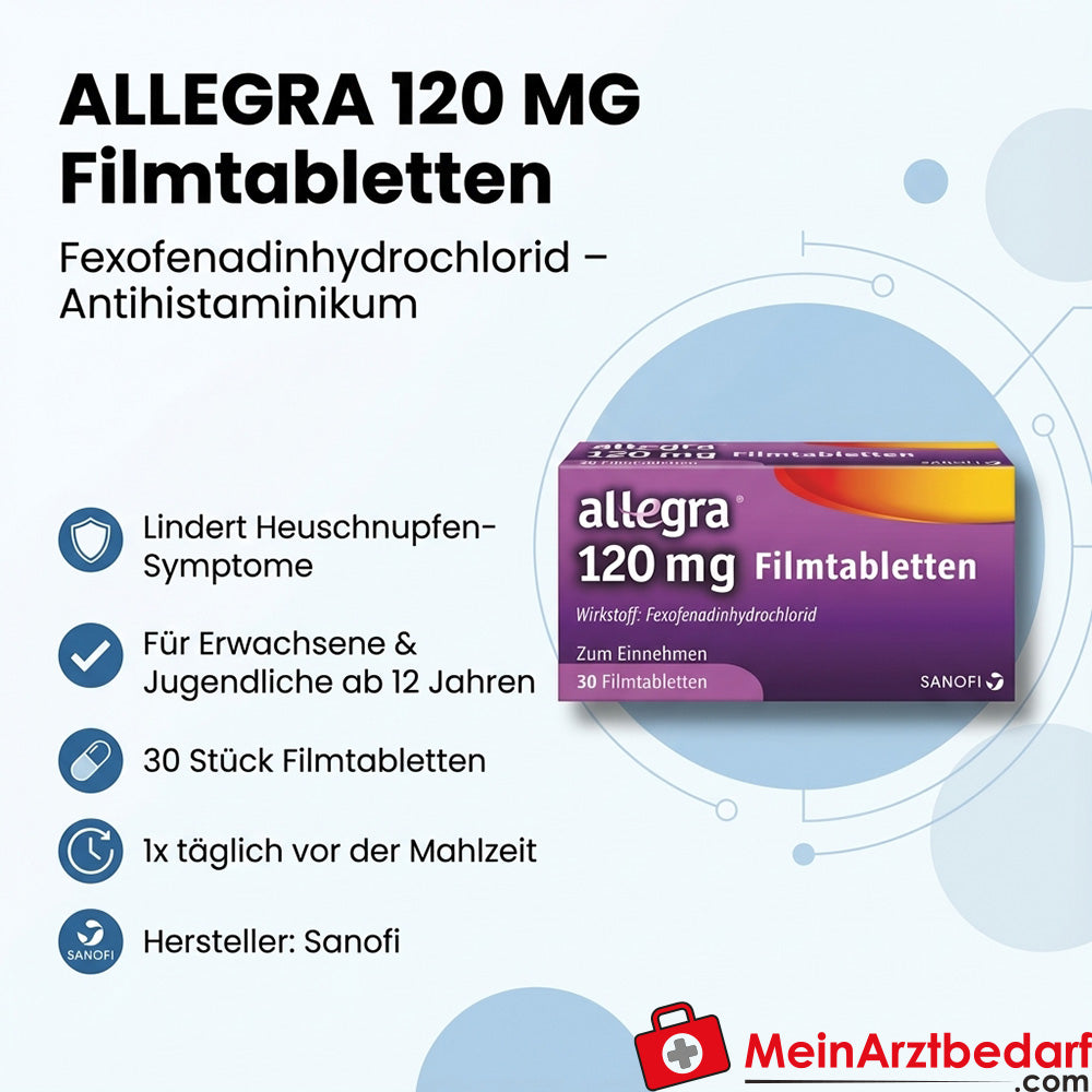 Sanofi Allegra comprimés pelliculés 120 mg fexofénadine 30 comprimés