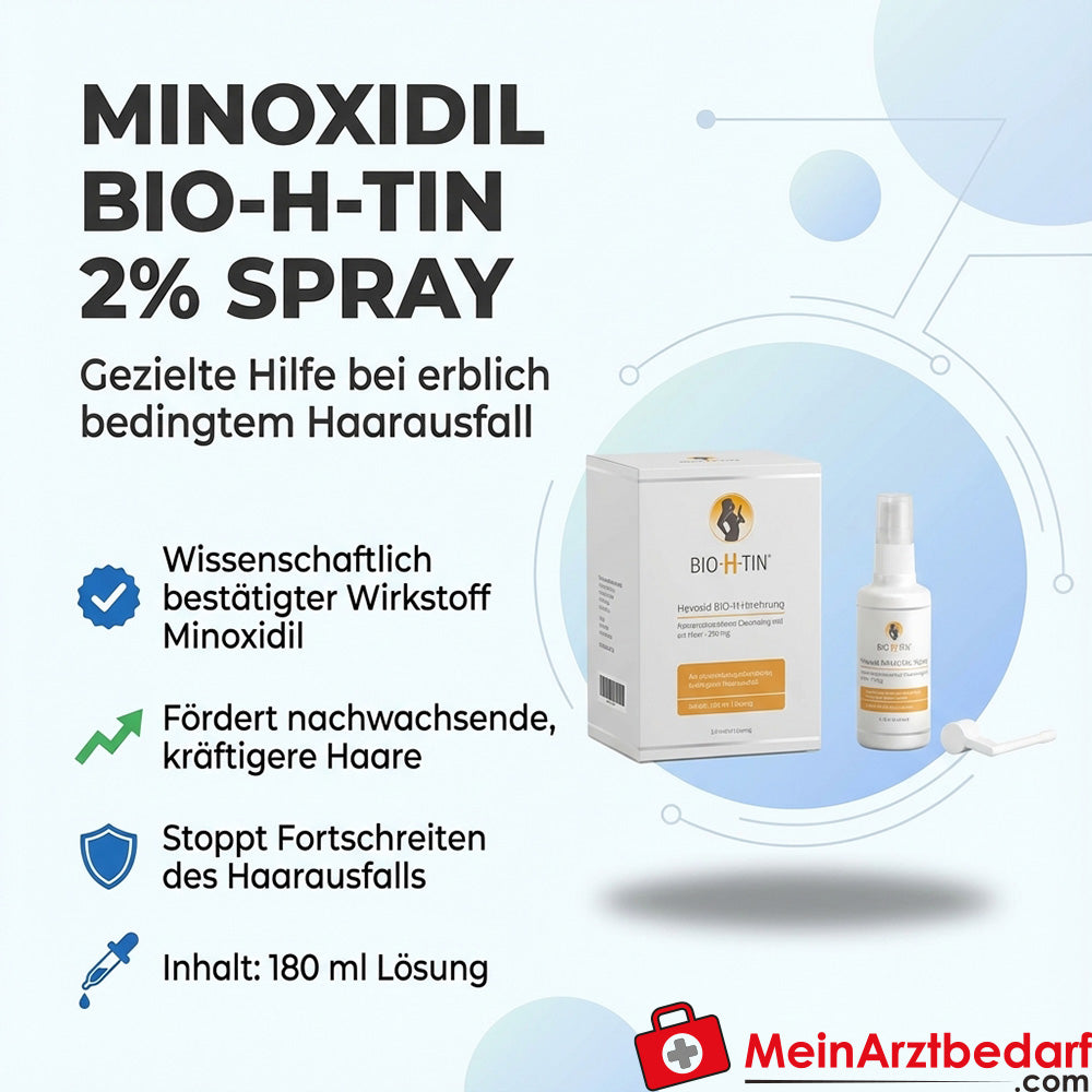 BIO-H-TIN Minoxidil 2% Spray 180 ml gegen erblich bedingten Haarausfall