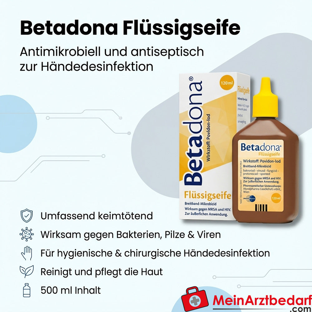Betadona jabón líquido 500 ml antimicrobiano antiséptico desinfectante de manos