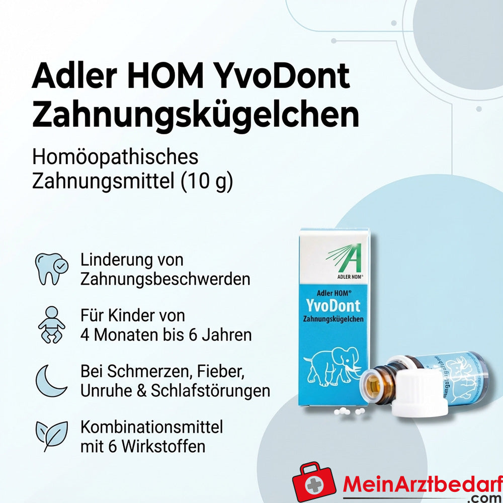 Adler Pharma YvoDont dispergeerbare korrels 10 g Homeopathisch bijtmiddel voor kinderen van 4 maanden-6 jaar