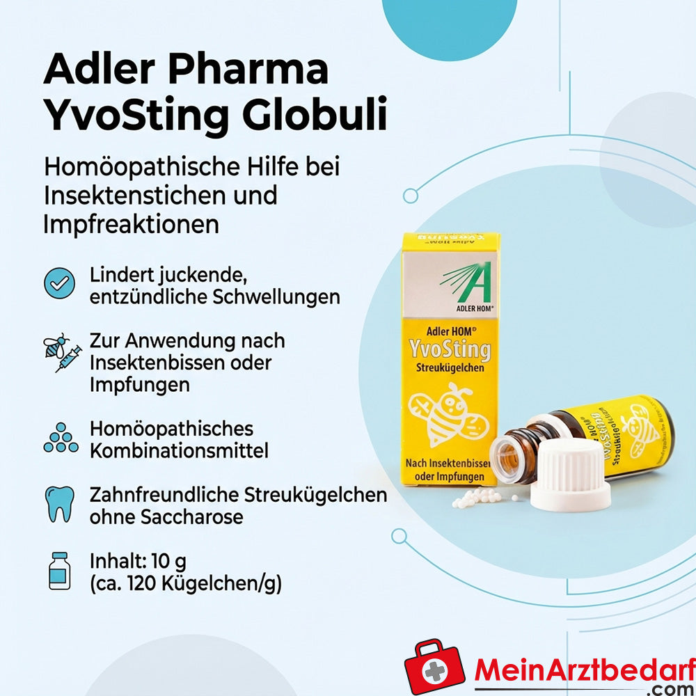Adler Pharma YvoSting Globuli 10 g homöopathisch bei Insektenstichen und Impfreaktionen