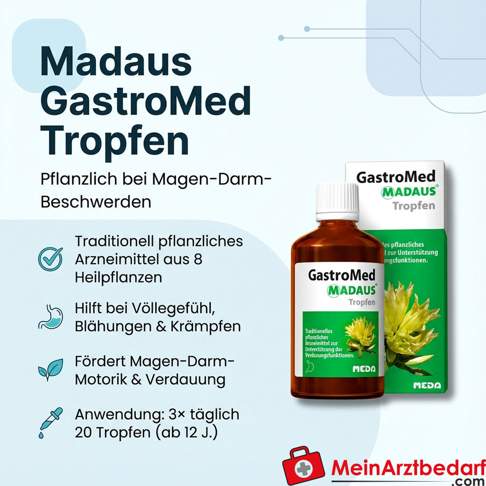 Madaus GastroMed gotas 20 ml a base de plantas para afecciones gastrointestinales