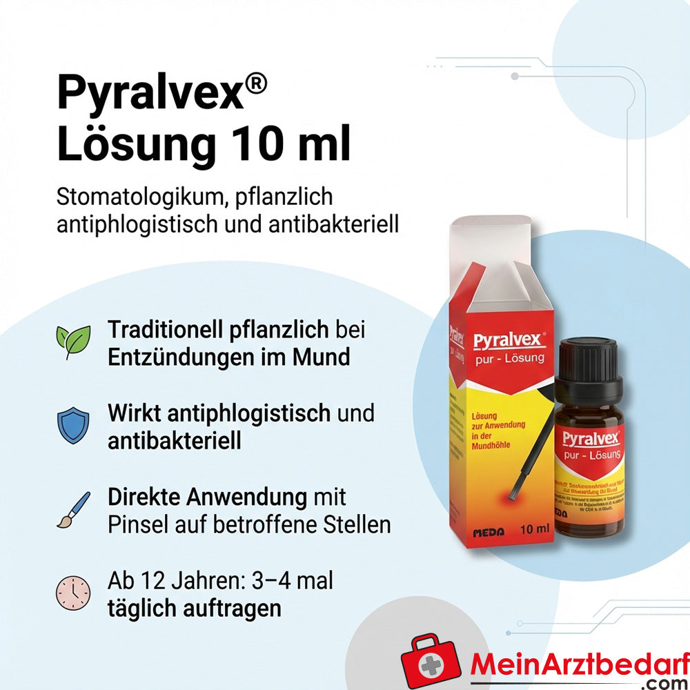 Pyralvex solution 10 ml - stomatologie, antiphlogistique et antibactérienne à base de plantes