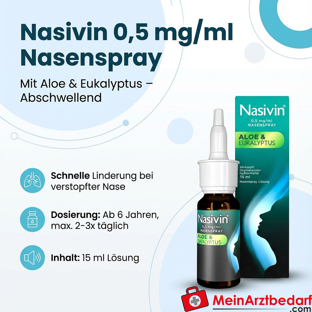 MER05 Nasivin 0,5 mg/ml Nasenspray mit Aloe Eukalyptus 15 ml abschwellend