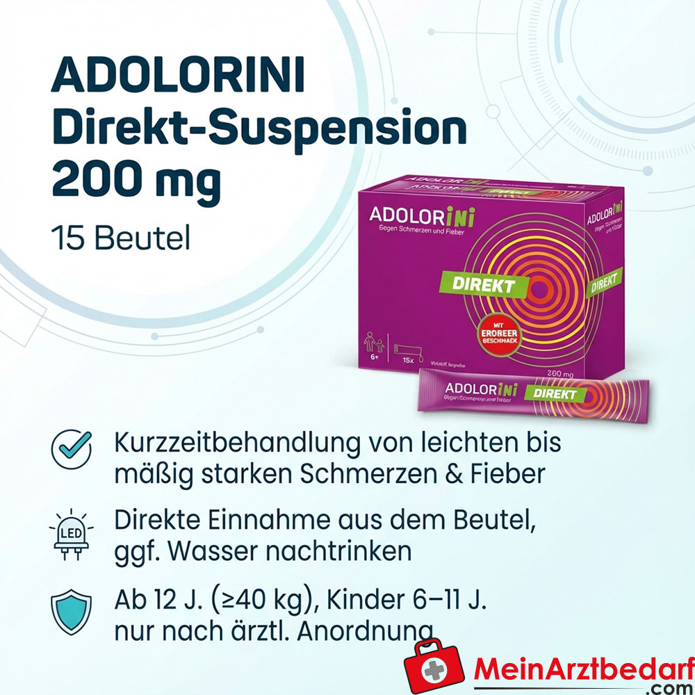 KWI01 Adolorini directe suspensie 200 mg, 15 sachets pijnstillend